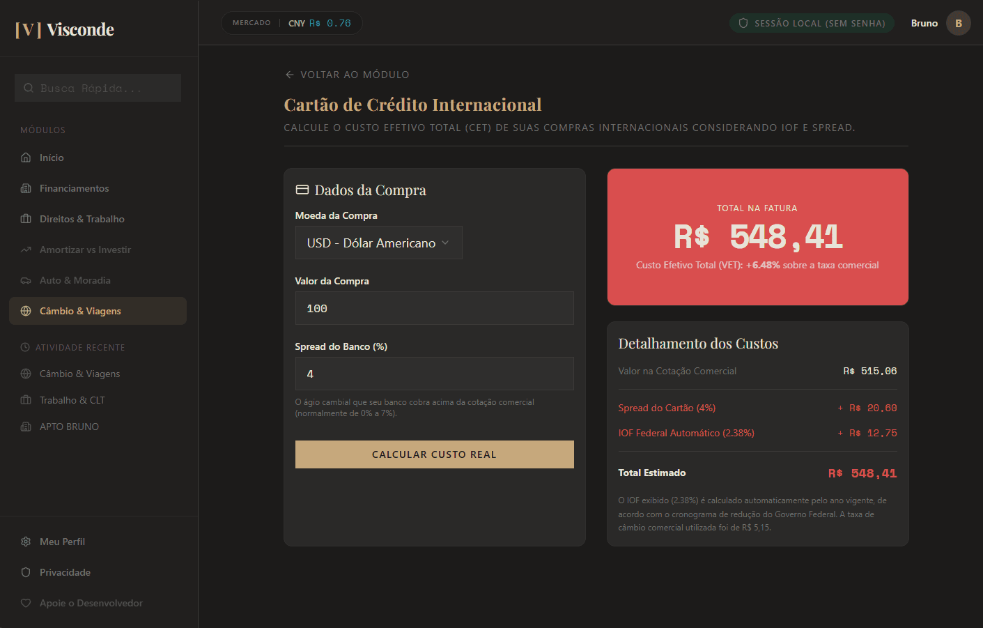Cartão de Crédito no Exterior